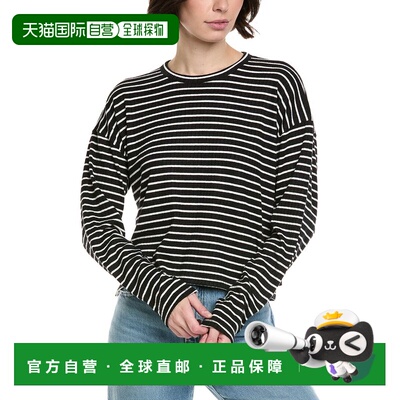 自营rag & bone The Knit Stripe Crewneck Pullover - black 美