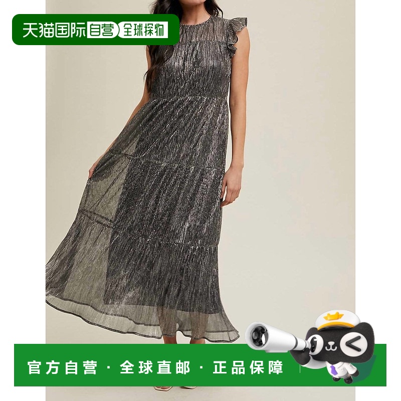自营 wishlistTina Tiered Lurex Maxi Dressed In Pewter - pewt
