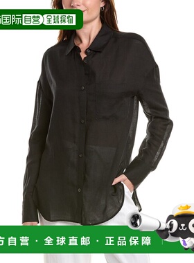 自营Onia Air Linen-Blend Boyfriend Shirt - black 美国奥莱直