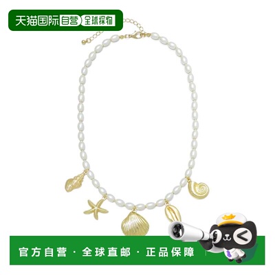 自营adorniaGold Plated Chunky Pearl and Sea Charms Necklace