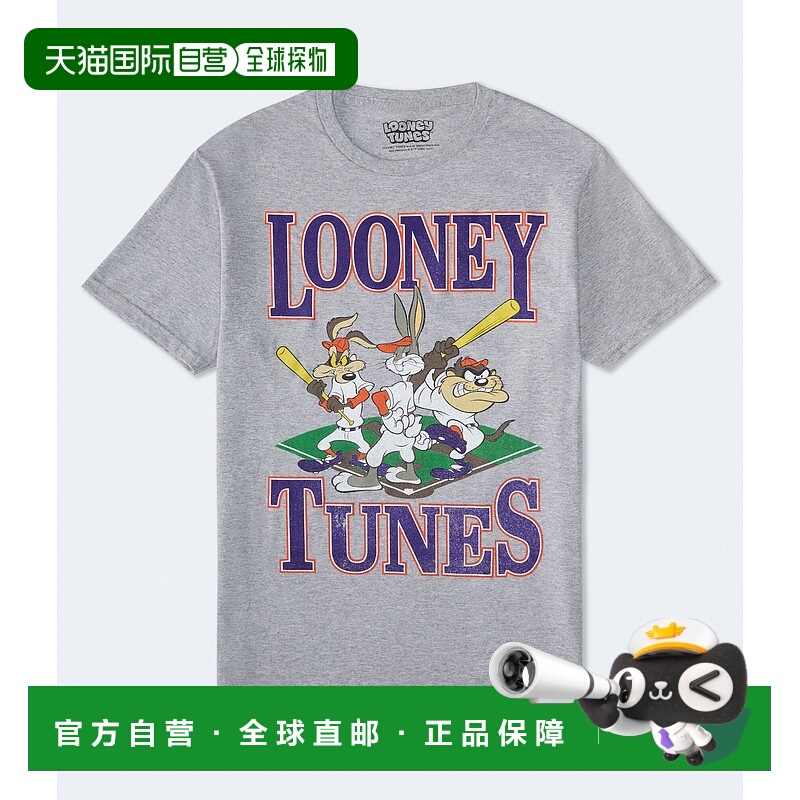 自营Aeropostale Looney Tunes棒球休闲图案T恤-灰色 美国奥莱直
