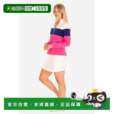 自营duffield lane覆盆子色块Pique Misty Quarter Zip-粉红色 美
