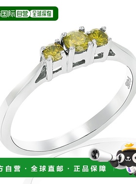 自营 vir jewels 1/4 克拉 3 石 14K 白金黄色钻石订婚戒指 圆形