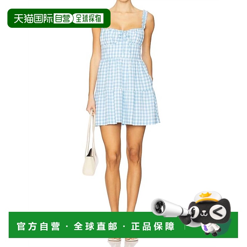 自营 show me your mumu罗西迷你连衣裙在蓝色小屋Gingham-蓝色小