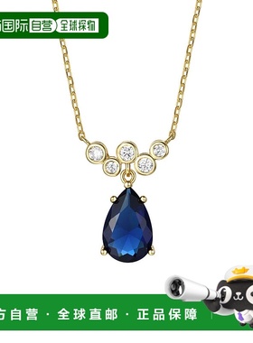 自营genevive14k 镀金纯银配蓝色蓝宝石和钻石方晶锆石泡泡雪佛龙