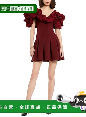 自营 Mac Duggal Crepe Godet Hem迷你连衣裙-红色 美国奥莱直发