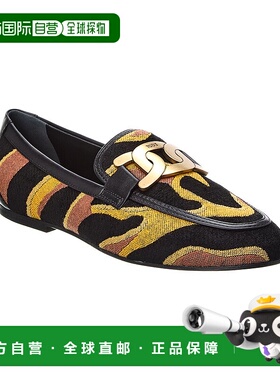 自营 tod'sTOD’s Kate 帆布和皮革乐福鞋 - 黑色 美国奥莱直发