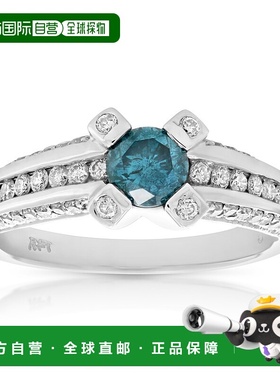 自营 vir jewels1.35 克拉蓝色和白色钻石订婚戒指 14K 白金 - 白