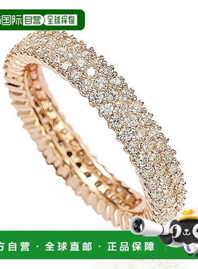 自营 Suzy Levian 玫瑰纯银微密钉白色方晶锆石永恒戒指 - 粉红色