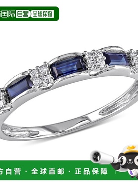 自营 mimi & max1/2 CT TGW 10K 白金蓝宝石和钻石装饰永恒戒指 -