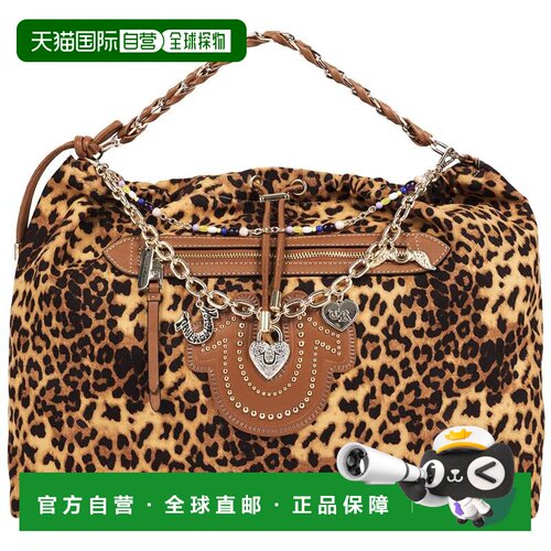 自营True Religion Leopard Print Soft Hobo Bag - red 美国奥莱