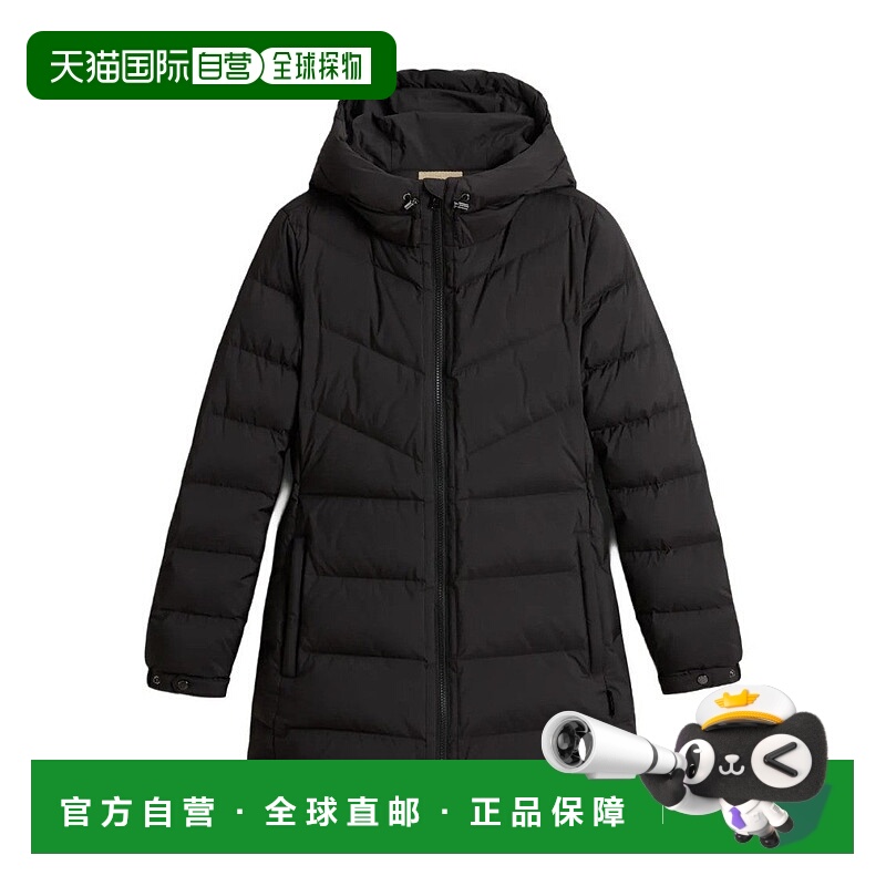 自营woolrich带可调节风帽的绗缝羽绒服-黑色 美国奥莱直发