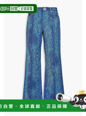 1h可退 香港直邮潮奢 AREA 女士 印花高腰喇叭牛仔裤 2304P01232I