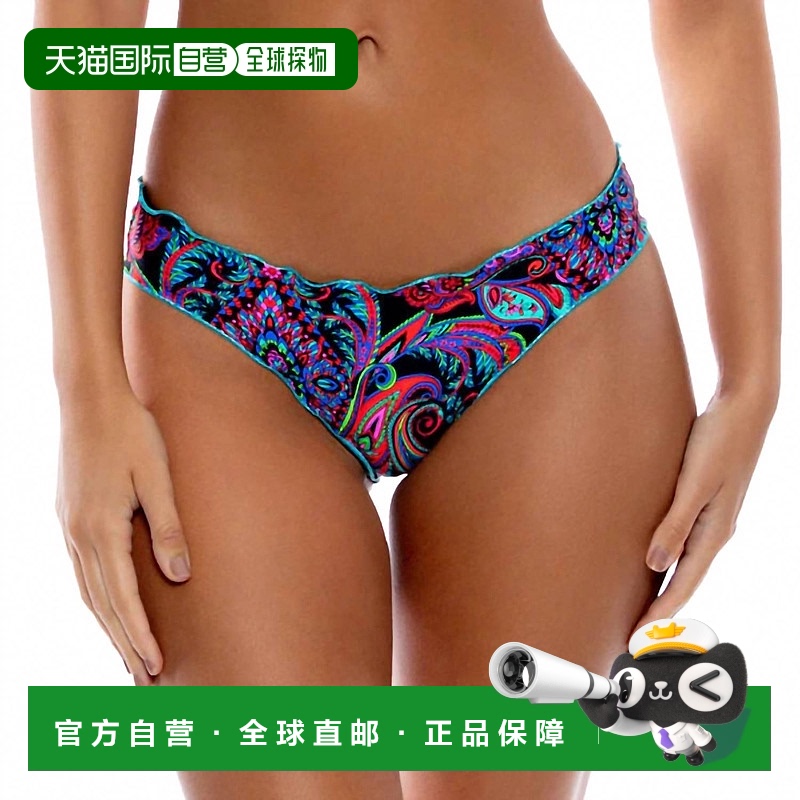 自营 luli famaQue Linda Wavy奢华缝线比基尼底部黑色-黑色 美国
