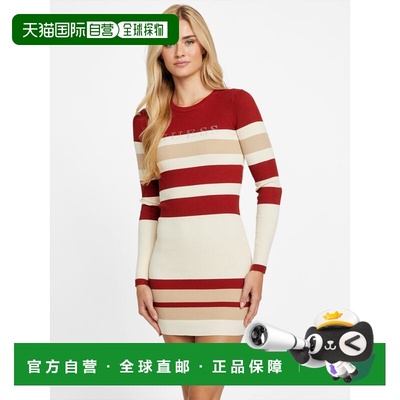 自营guessAmiri条纹毛衣连衣裙-sonoran红色多色 美国奥莱直发
