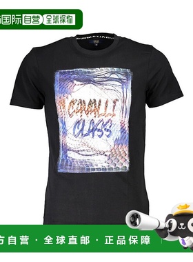 自营Cavalli Class棉质男式T恤-黑色 美国奥莱直发