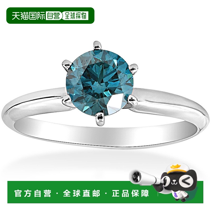 自营 pompeii31 1/2 克拉蓝色钻石单石订婚戒指 14K 白金 - 14k