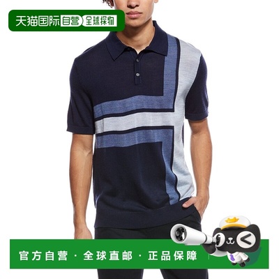 自营Ted Baker Intarsia Wool-Blend Sweater Polo Shirt - blue