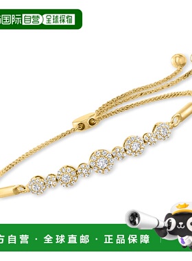 自营 Ross-Simons 14 克拉黄金钻石簇状 Bolo 手链 - 白色 美国奥