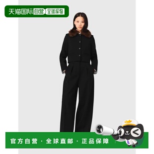 自营maje可拆卸皮草衣领短款夹克-黑色 美国奥莱直发