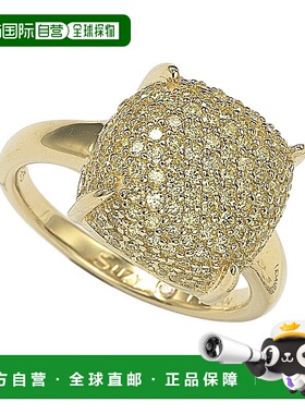 自营 Suzy Levian 密镶黄色立方氧化锆金纯银戒指 - 黄色 美国奥