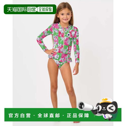 自营lilly pulitzerUPF 50+ Girls Denning Rashguard Swimsuit -