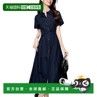 自营Onebuye Linen-Blend Dress - Dark Blue 连衣裙美国直发奥莱