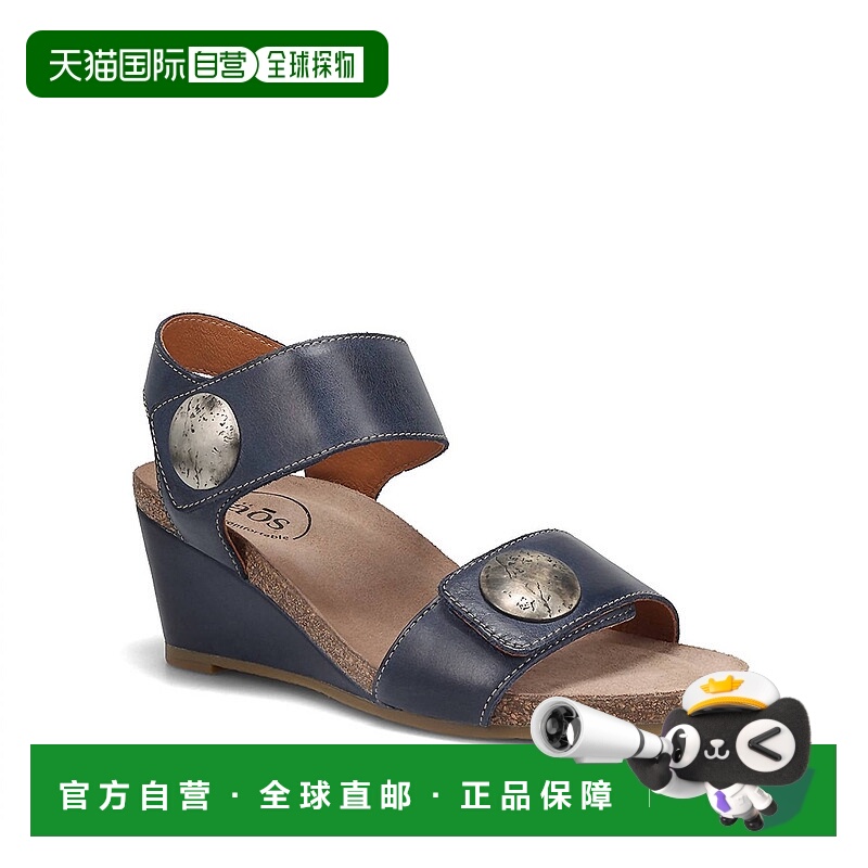自营taosWomen's Carousel 3 Leather Wedge Sandal In Dark Blue