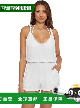 自营Becca Mykonos Rib Romper Women's White Stretch Twisted S