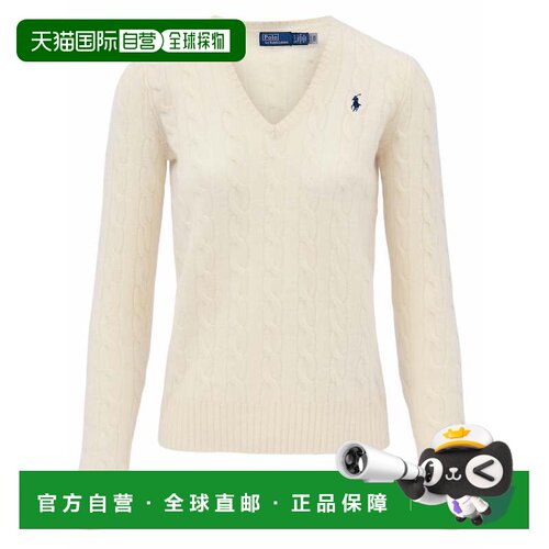 自营polo ralph laurenKimberly针织v领毛衣-neutrals 美国奥莱直