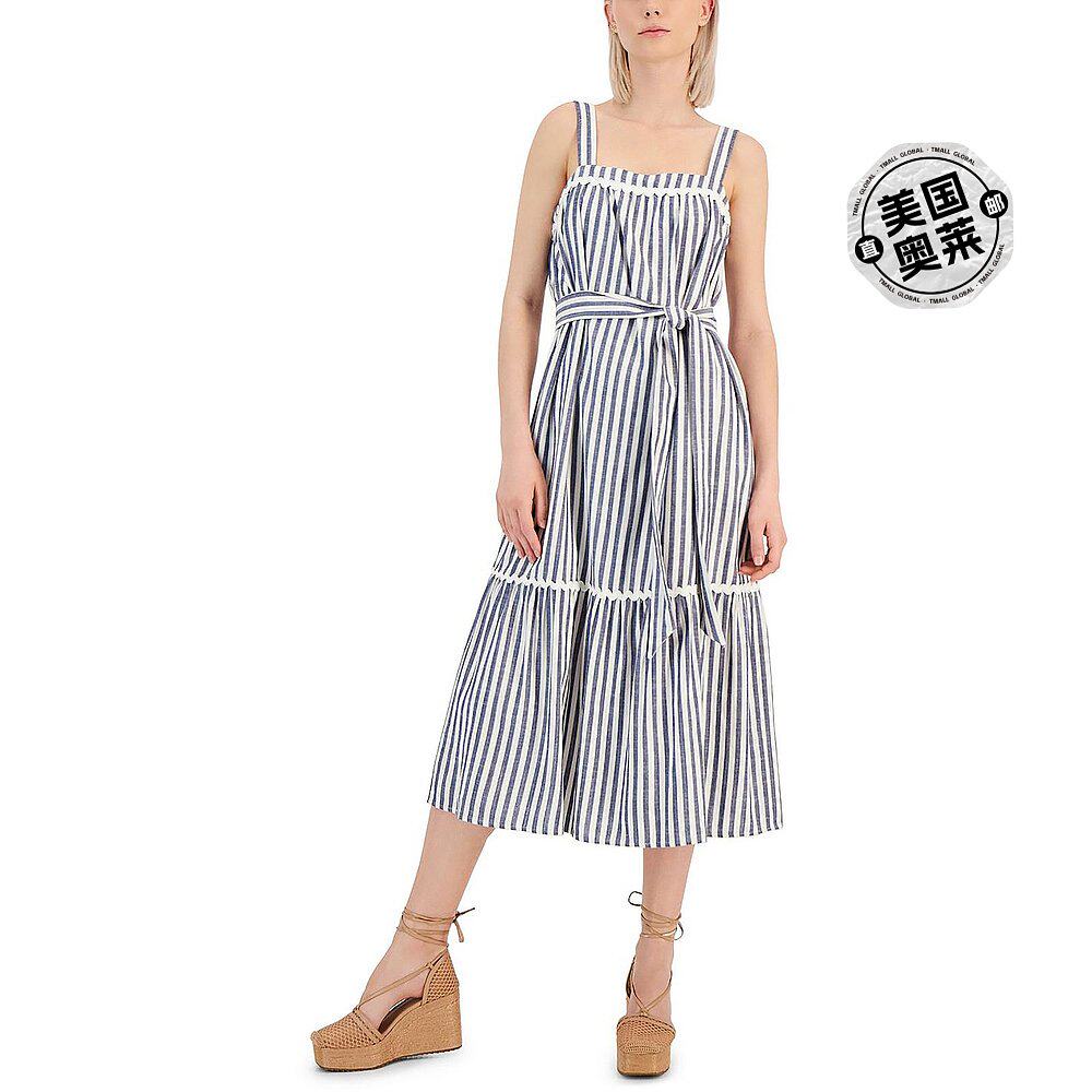 inc女士休闲中长款太阳裙 - 海军蓝/白色 【美国奥莱】直发
