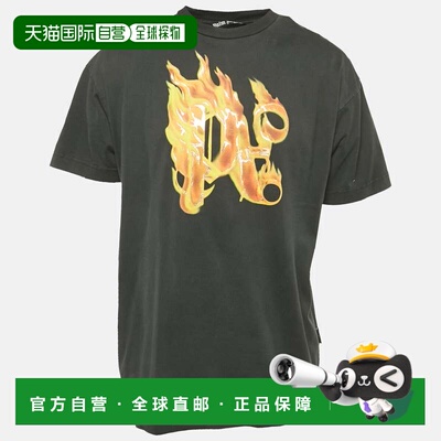自营Palm Angels Black Buring Monogram Print Jersey T-Shirt -