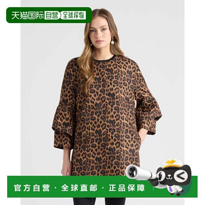 自营NVLT Women’s Frill Sleeve Coat - leopard 美国奥莱直发