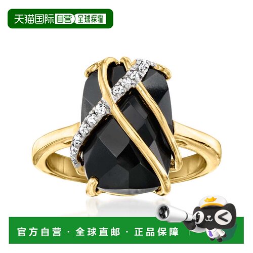 自营Ross-Simons Onyx and White Topaz Ring in 18kt Gold Over