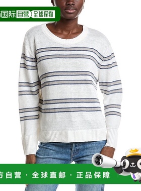 自营kinross cashmereKinross Striped Linen Sweater - white 美