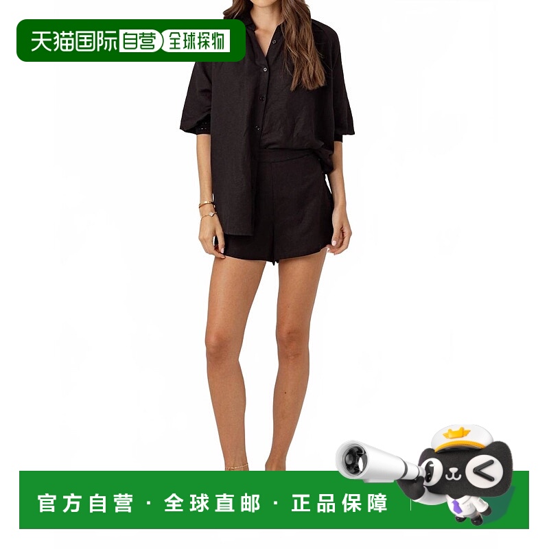 自营sundays亚麻Jame短裤黑色-黑色 美国奥莱直发