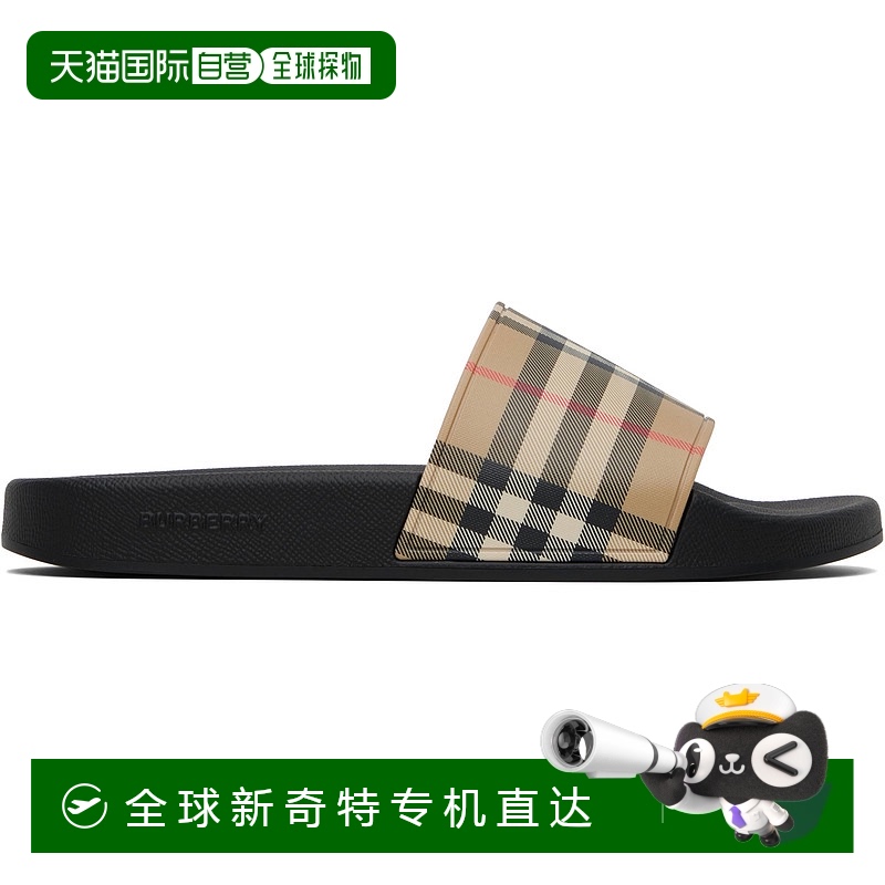 1h可退 香港直邮潮奢 Burberry 巴宝莉 男士 驼色格纹拖鞋 805694