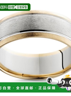 自营 pompeii3男士黄金 8 毫米双色舒适型结婚戒指 14k 白金和黄