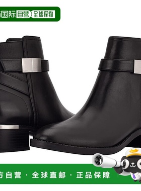 自营 calvin klein凯文克莱Dwayne靴子女式美国8.5黑色皮革块跟靴