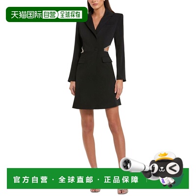 自营Mac Duggal Crepe Blazer Rhinestone Trim Mini Dress - bla