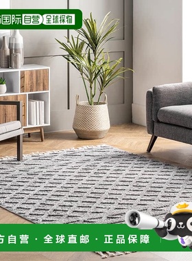 自营 nuLOOM Dottie Soft Shaggy Textured 格子流苏小地毯 - 灰