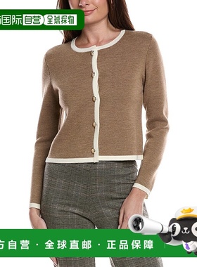 自营Bruno Magli Tipped Merino Wool Cropped Jacket - tan 美国