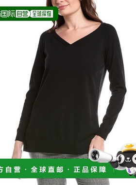 自营Lafayette 148 New York Plaited V-Neck Pullover - black