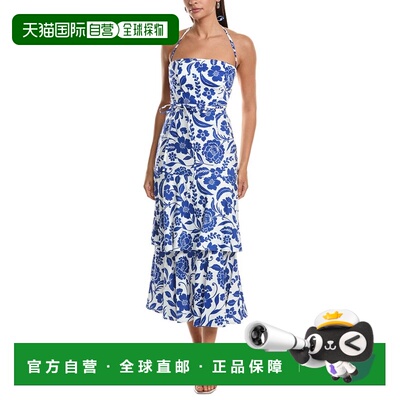 自营Milly Flowers of Spain Linen-Blend Midi Dress - white 美