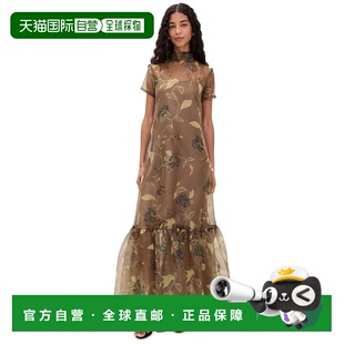 美国奥莱直发 复古花朵 自营Staud女式 Calluna拖地长裙