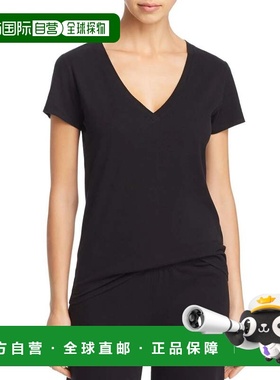 自营Women's Skin Jade T-Shirt Black  Cotton Short Sleeve V-N