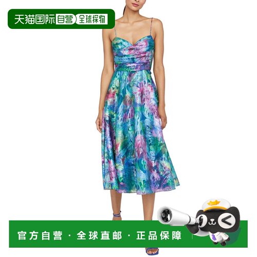 自营Theia Allegra垂褶酒会礼服-蓝色 连衣裙美国直发奥莱吊带