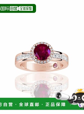 自营 Suzy Levian Rose 纯银创造红宝石圆形切割订婚戒指 - 红色