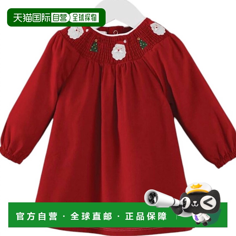 自营 mud pieGirl's Smocked Christmas Dress In Red - red 美国