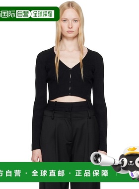 1h可退 香港直邮潮奢 Courreges 女士 黑色 Solar Light Rib 开衫